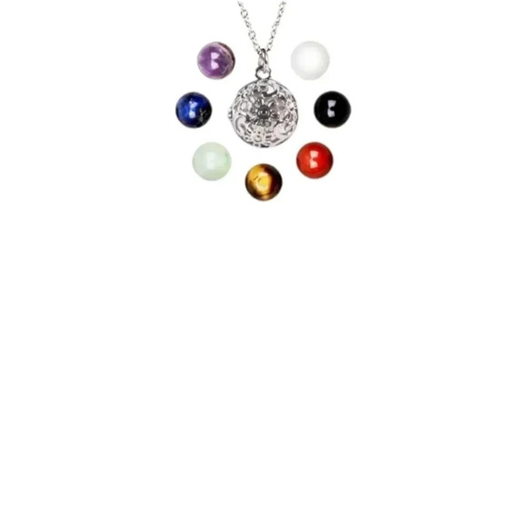 Openwork Carved Flower Pendant Colorful Beads Necklace - Picture 2 of 2